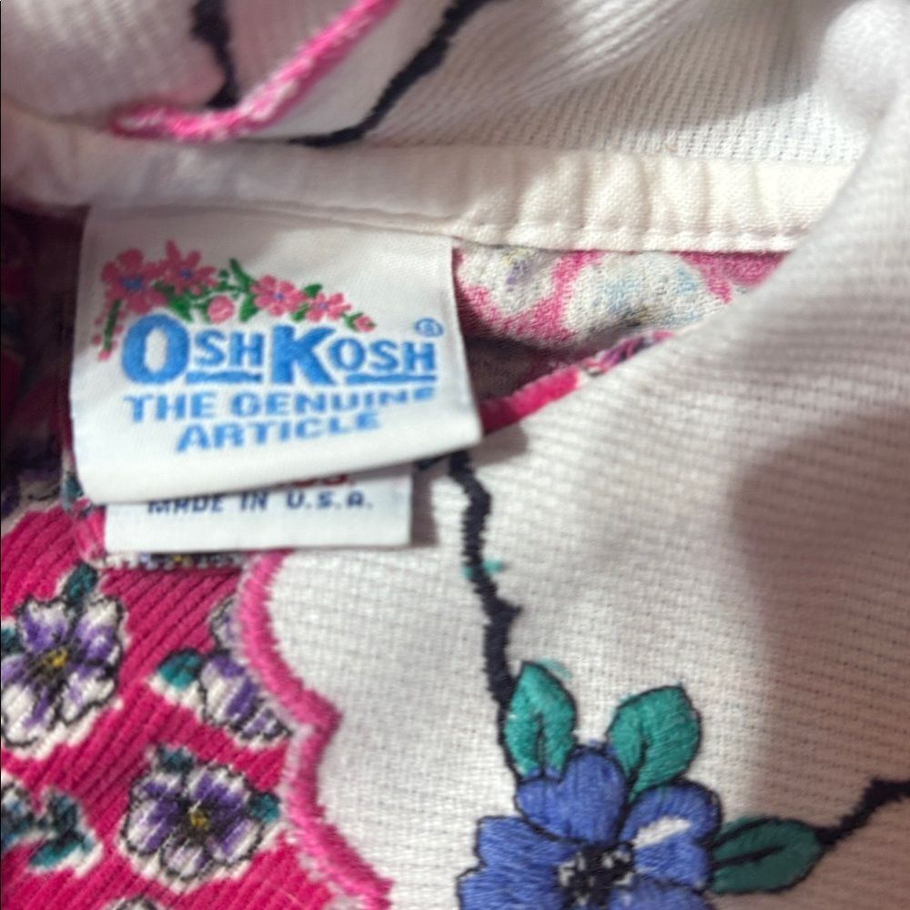Osh kosh genuine article made in USA vintage 3-6 mos floral corduroy Peter Pan - Picture 2 of 3
